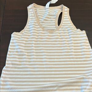 Lululemon Athletica Beige and White Striped Tank Top